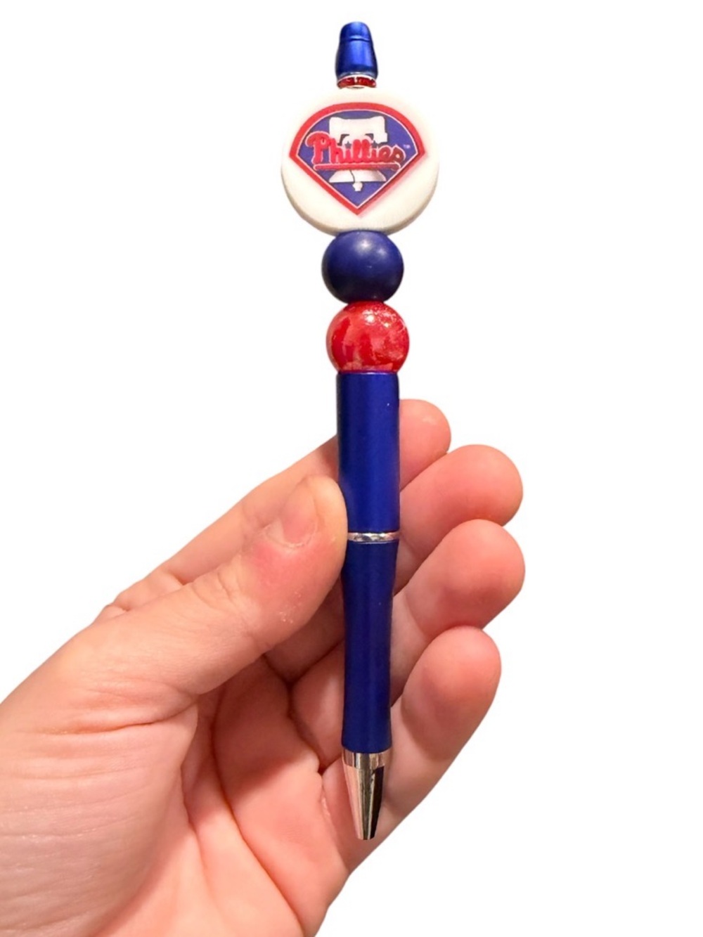Philadelphia Phillies Baseball Handmade Beaded Pen - Extra Pen Refill Included